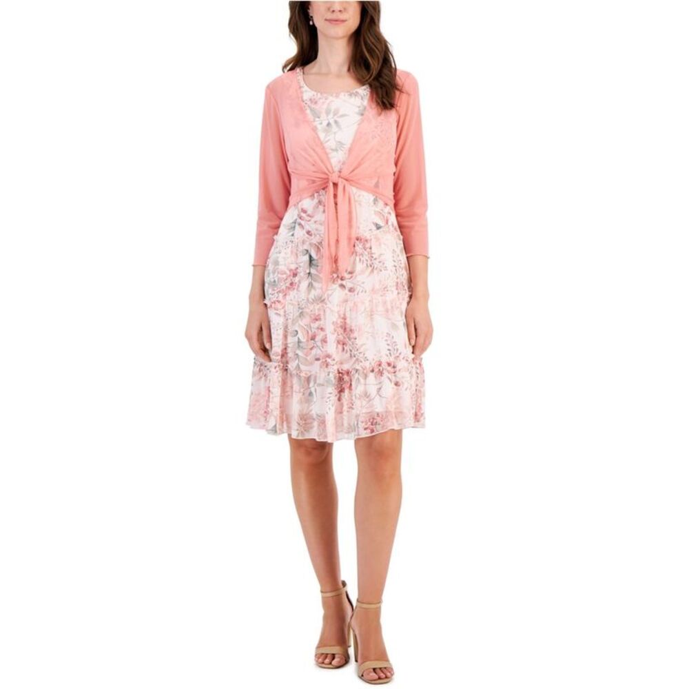 Connected Apparel Womens Tie Jacket Sheath Dress, Multicoloured, 8, MP